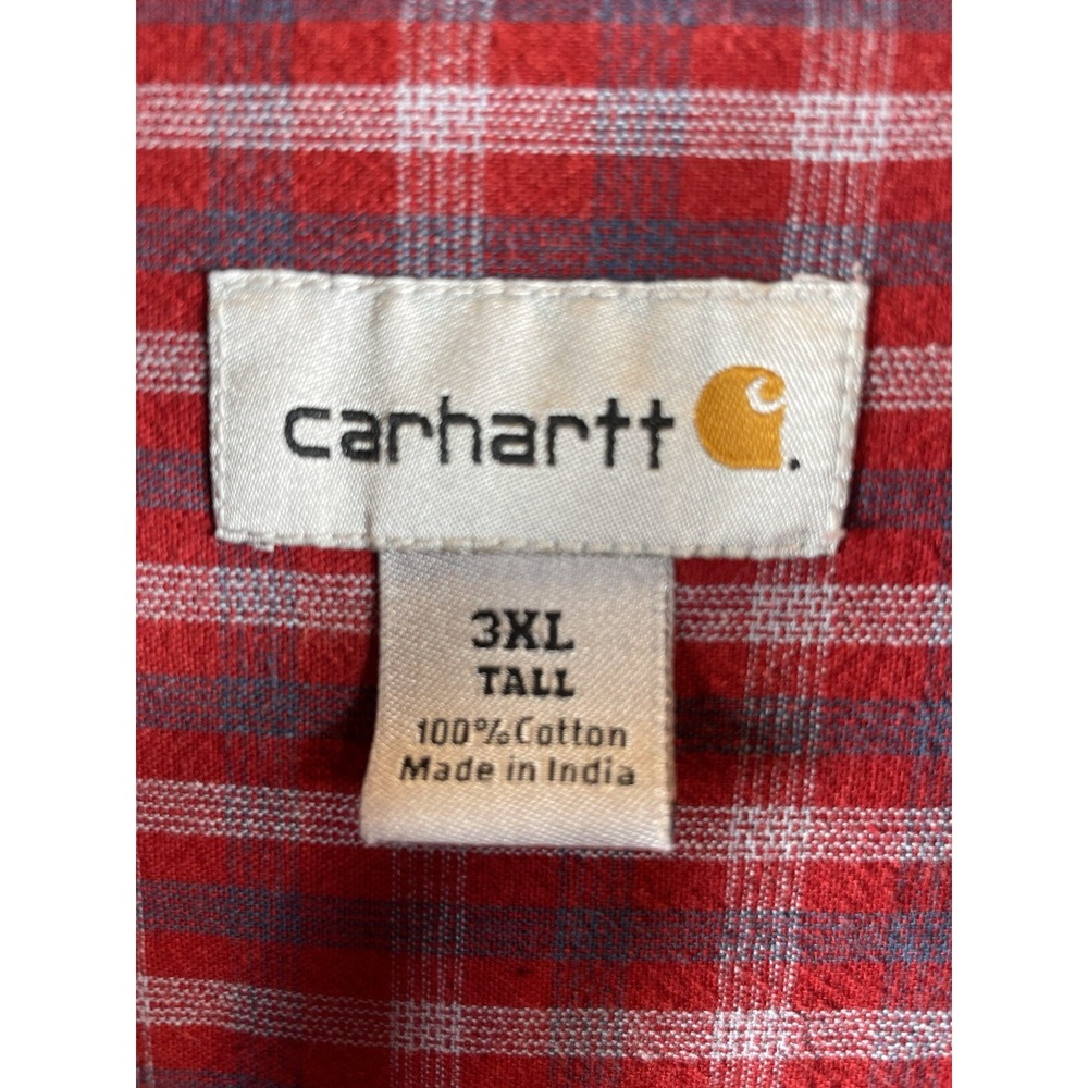 Vintage Carhartt 3XL Shirt Red Plaid Longsleeve - Picture 4 of 11